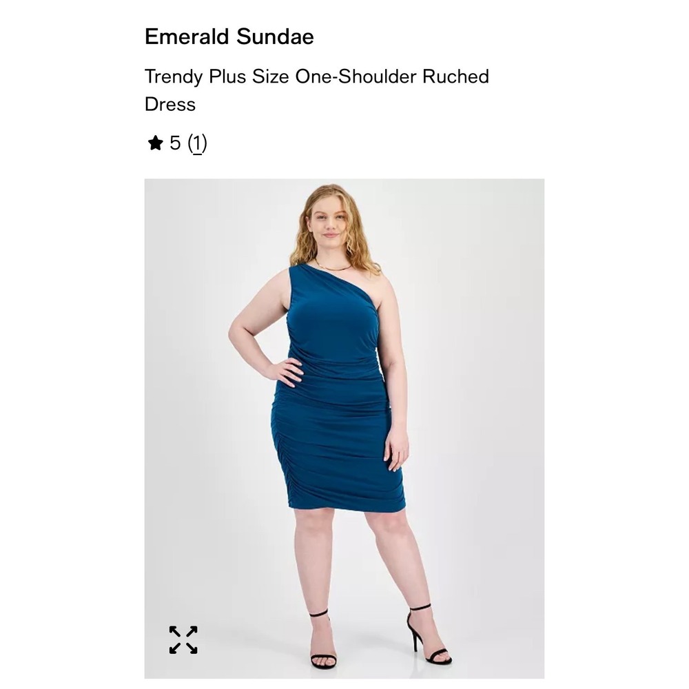 Emerald Sundae One Shoulder Peacock Blue Ruched Dress Plus Size 24 NWT wedding